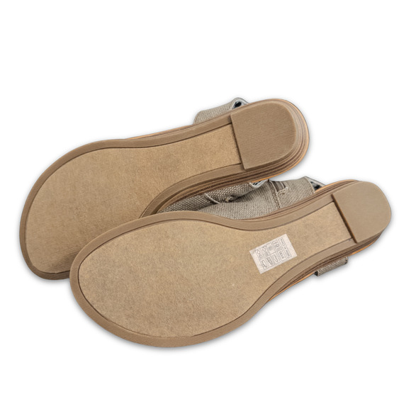 Blowfish Sandals - Womens 8.5 - Brown Peep Toe Canvas Gladiator Flat with Zipper - Picture 6 of 8